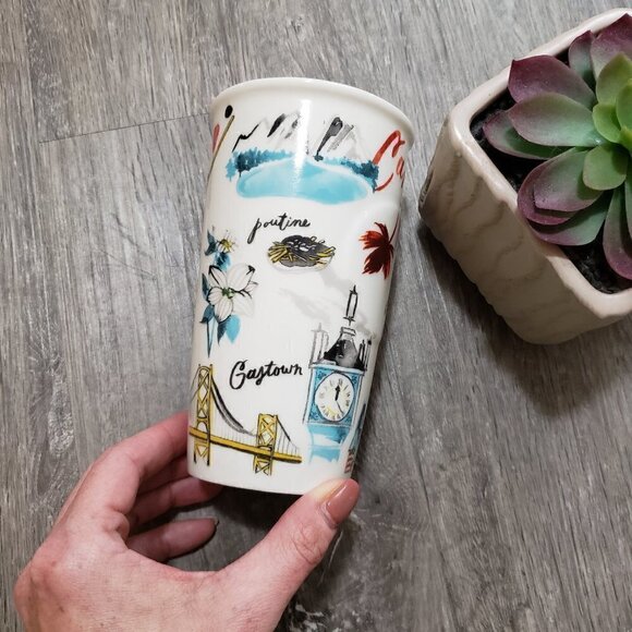 Starbucks Canada Double Wall Ceramic Coffee Tumbler Mug 2016 - Picture 4 of 7